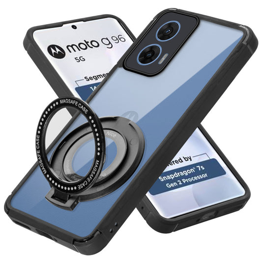 Silicone Grip Clear Case Ring Holder Kickstand For Motorola Moto G96 5G