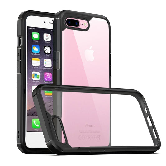 Silicone Frame Transparent Hard Back Cover for Apple iPhone 7 Plus