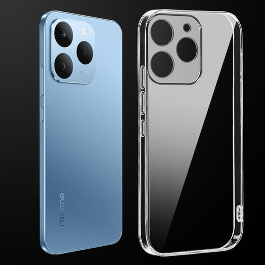 Transparent anti-yellow hard back case fitted on Realme 15T 5G showing full back coverage and camera protection