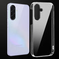 Transparent anti-yellow hard back case fitted on Samsung A57 5G showing full back coverage and camera protection