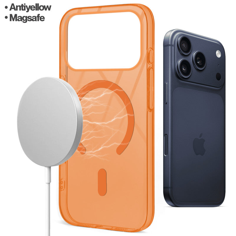 Colored Transparent Anti-Yellowing Wireless Charging Support Case For Apple iPhone 17 Pro Max