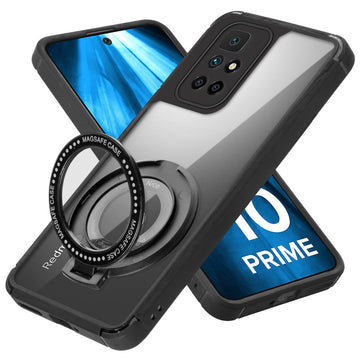 Silicone Grip Clear Case Ring Holder Kickstand For Redmi 10 Prime