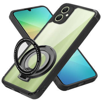 Silicone Frame Transparent Hard Back Ring Stand Case for Samsung A06 5G