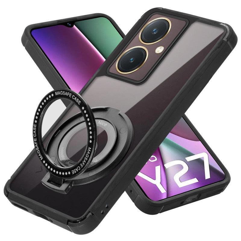 Silicone Grip Clear Case Ring Holder Kickstand For Vivo Y27 4G