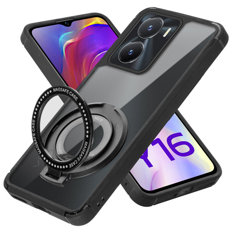 Silicone Grip Clear Case Ring Holder Kickstand For Vivo Y16