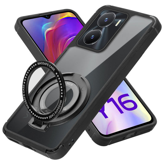 Silicone Grip Clear Case Ring Holder Kickstand For Vivo Y16