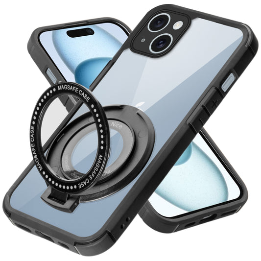 Silicone Grip Clear Case Ring Holder Kickstand For Apple iPhone 15