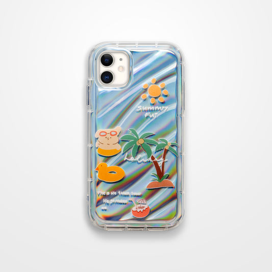 Cute Beach Printed Transparent Back Cover for Apple iPhone 12