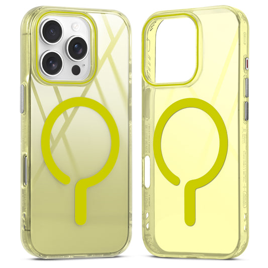 360° Airbag Protection Jelly Transparent MagSafe Compatible Back Case For Apple iPhone 16 Pro with Metal Finish Buttons
