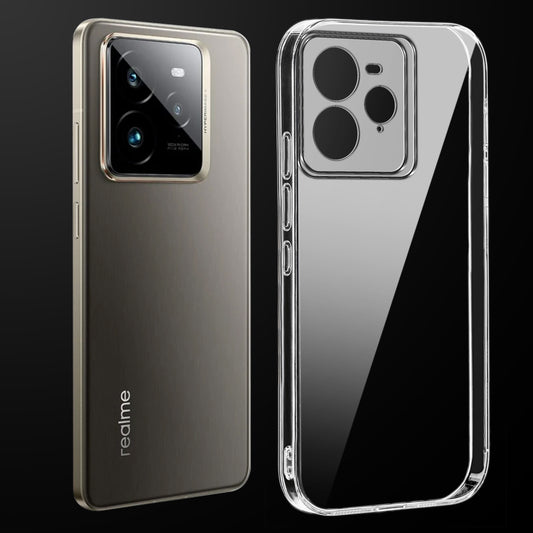 Transparent anti-yellow hard back case fitted on Realme GT 7 Pro 5G showing full back coverage and camera protection