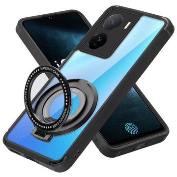 Silicone Grip Clear Case Ring Holder Kickstand For iQOO Z7 5G