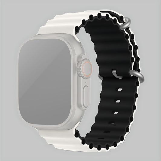 Silicone Ocean Loop Strap for - Apple Watch 38mm - White & Black