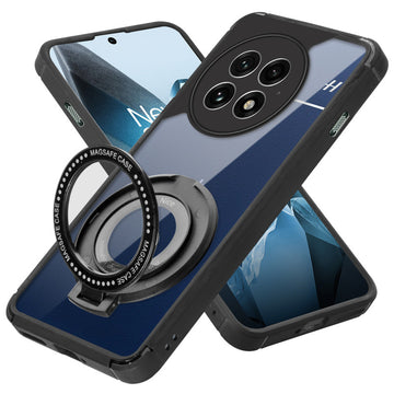 Silicone Frame Transparent Hard Back Ring Stand Case for OnePlus 13 5G