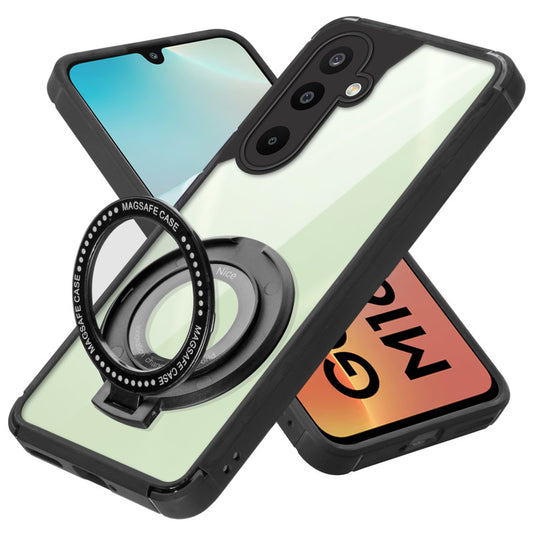 Silicone Frame Transparent Hard Back With Holder Kickstand Case For Samsung M16 5G