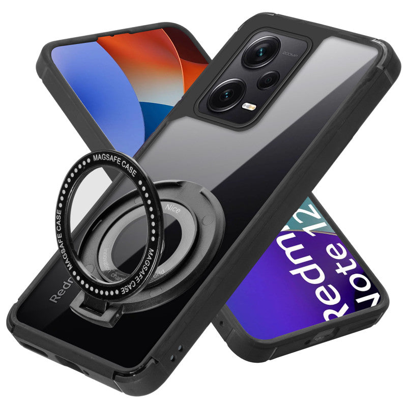 Silicone Grip Clear Case Ring Holder Kickstand For Redmi Note 12 Pro Plus 5G