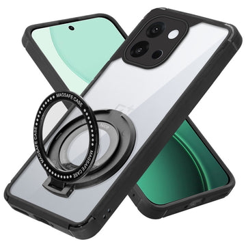 Silicone Frame Transparent Hard Back Ring Stand Case for OnePlus 13s 5G