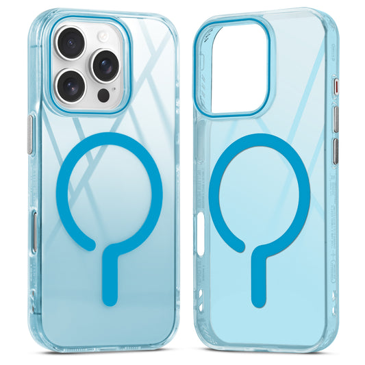 360° Airbag Protection Jelly Transparent MagSafe Compatible Back Case For Apple iPhone 16 Pro with Metal Finish Buttons