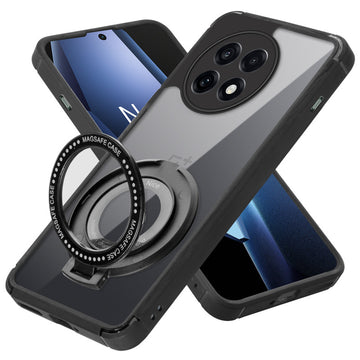 Silicone Frame Transparent Hard Back Ring Stand Case for OnePlus 13R 5G