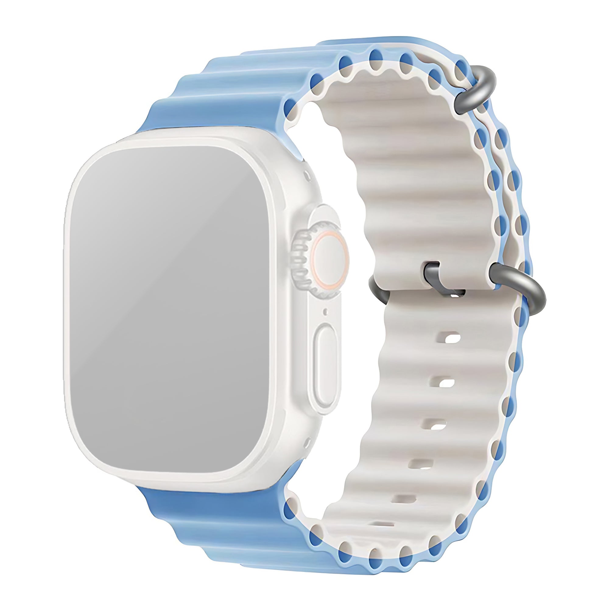 Silicone Ocean Loop Strap for - Apple Watch 44mm - Blue & Gray