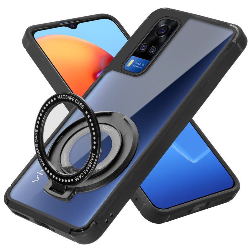 Silicone Grip Clear Case Ring Holder Kickstand For Vivo Y51 2020