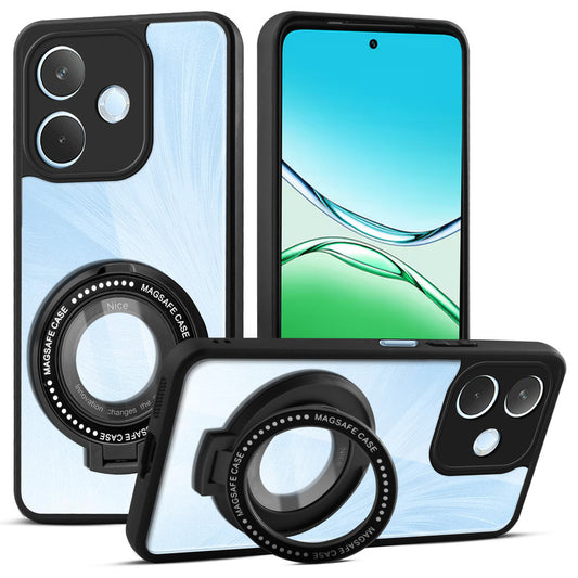 Transparent Back Cover with Silicone frame Matte Ring Holder Kickstand Case For Oppo A5 Pro 5G