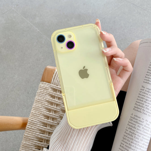 Cute Trendy Semi Transparent Foldable Built in Stand Back Cover for Apple iPhone Xs