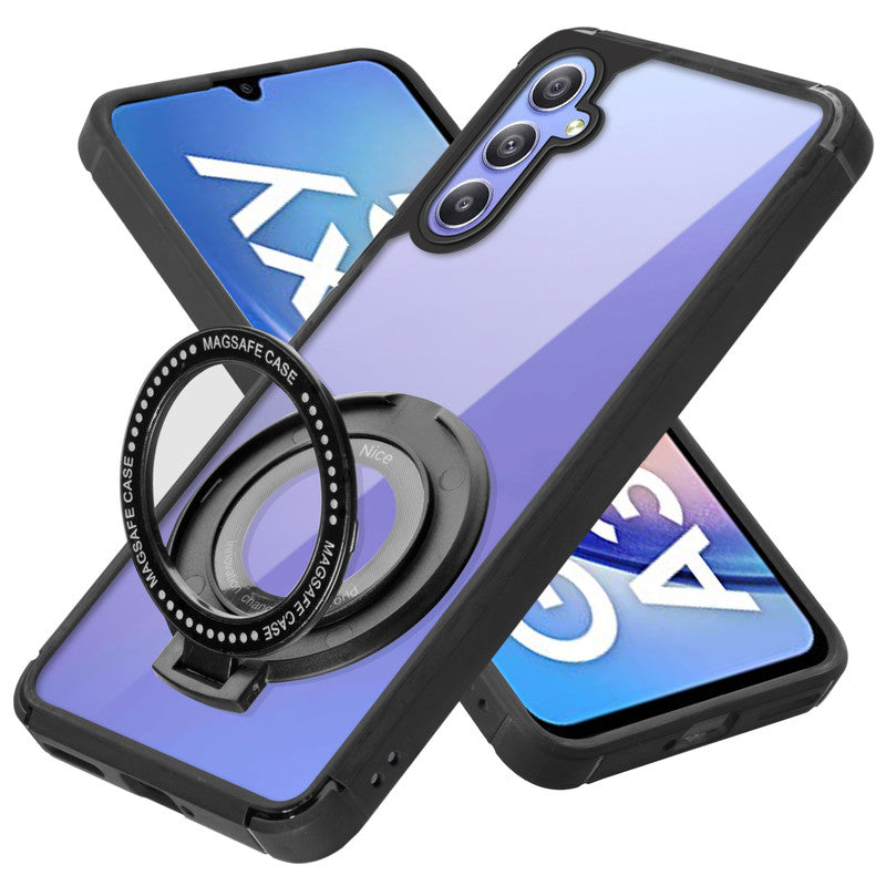 Silicone Grip Clear Case Ring Holder Kickstand For Samsung A34 5G