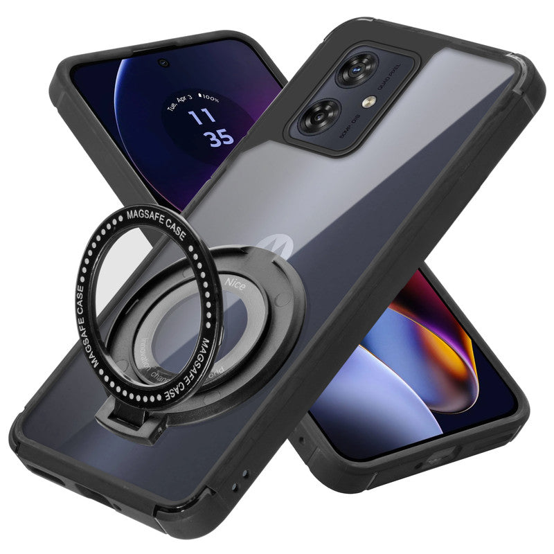 Silicone Grip Clear Case Ring Holder Kickstand For Motorola G54 5G
