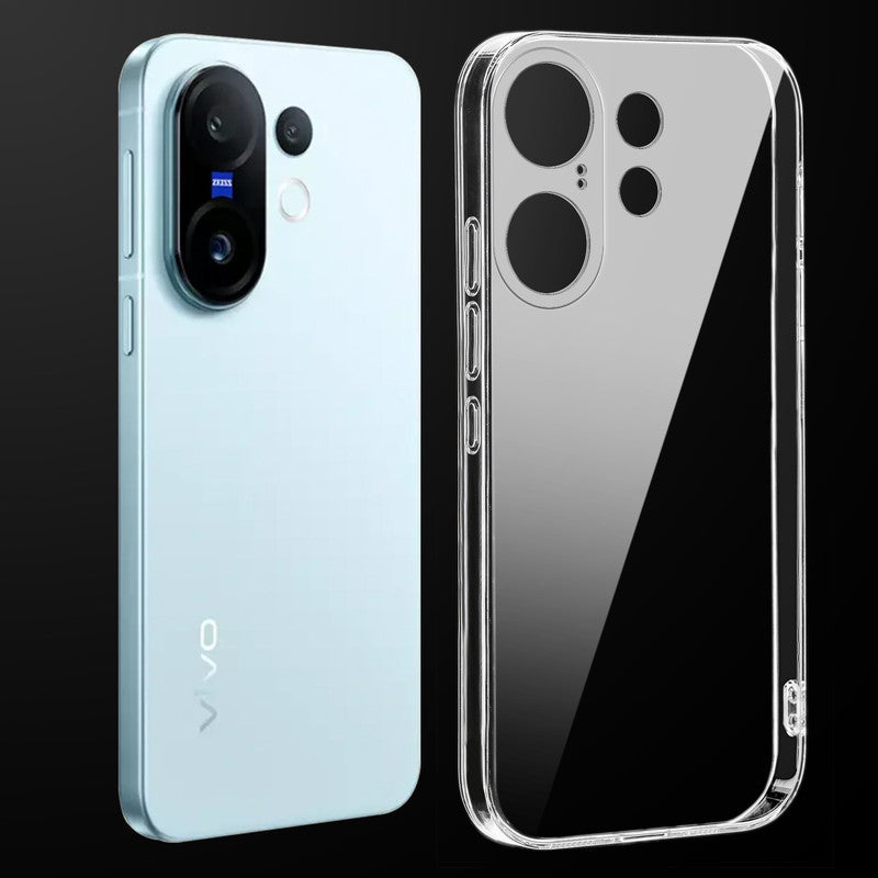 Transparent anti-yellow hard back case fitted on Vivo X200 FE 5G showing full back coverage and camera protection