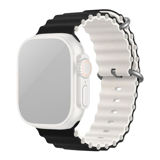 Silicone Ocean Loop Strap for - Apple Watch 44mm  - Black & White