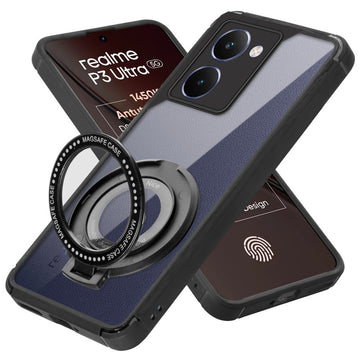 Silicone Grip Clear Case Ring Holder Kickstand For Realme P3 Ultra 5G