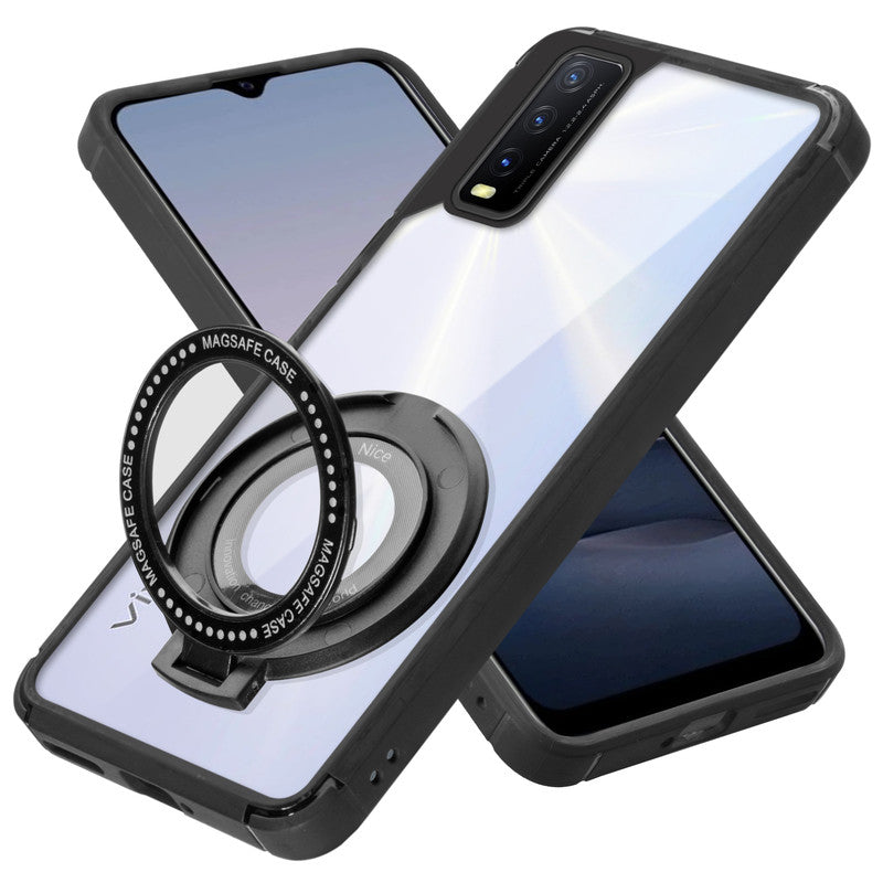 Silicone Grip Clear Case Ring Holder Kickstand For Vivo Y20A
