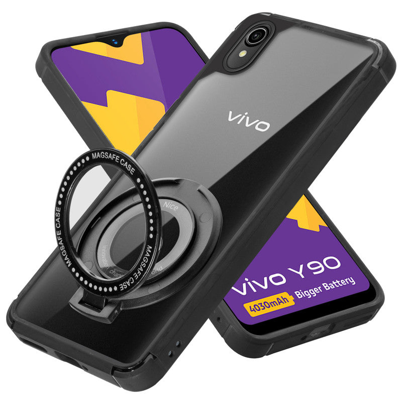 Silicone Grip Clear Case Ring Holder Kickstand For Vivo Y90