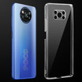 Transparent anti-yellow hard back case fitted on Poco X3 Pro 4G showing full back coverage and camera protection