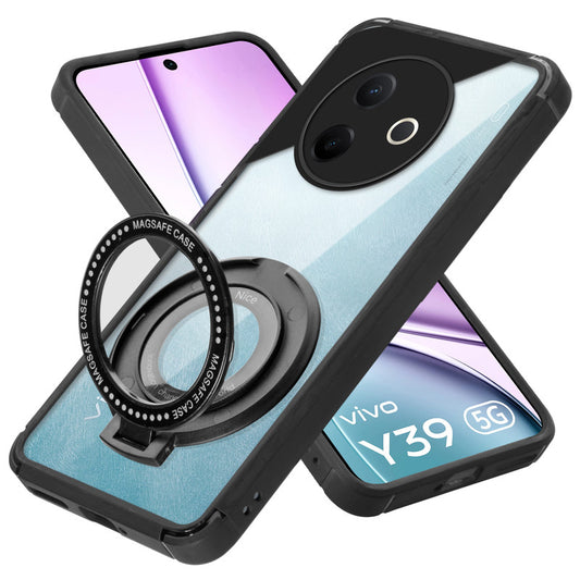 Silicone Frame Transparent Hard Back With Holder Kickstand Case For Vivo Y39 5G