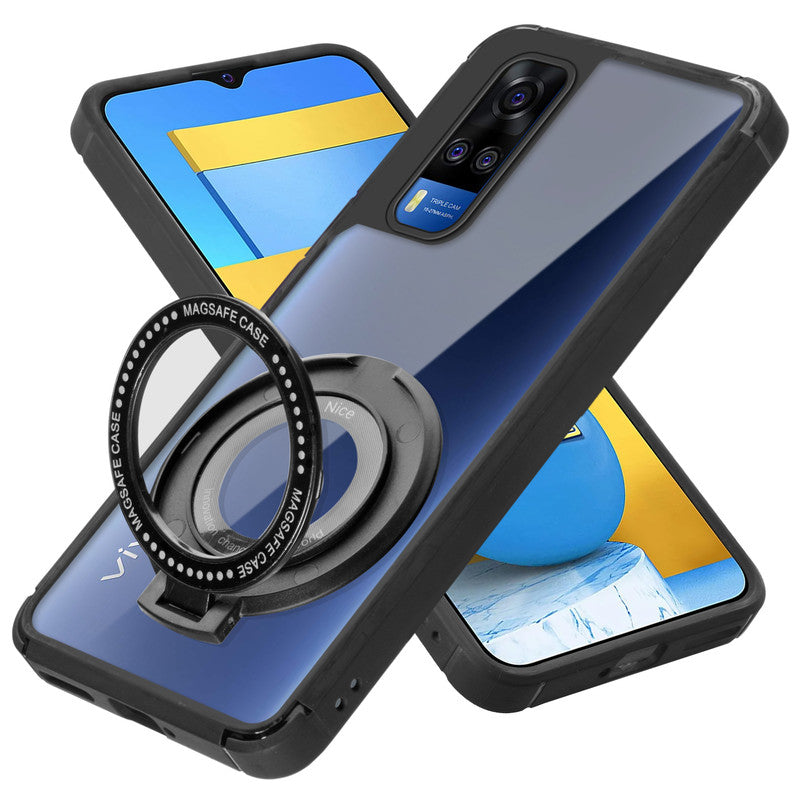 Silicone Grip Clear Case Ring Holder Kickstand For Vivo Y51A