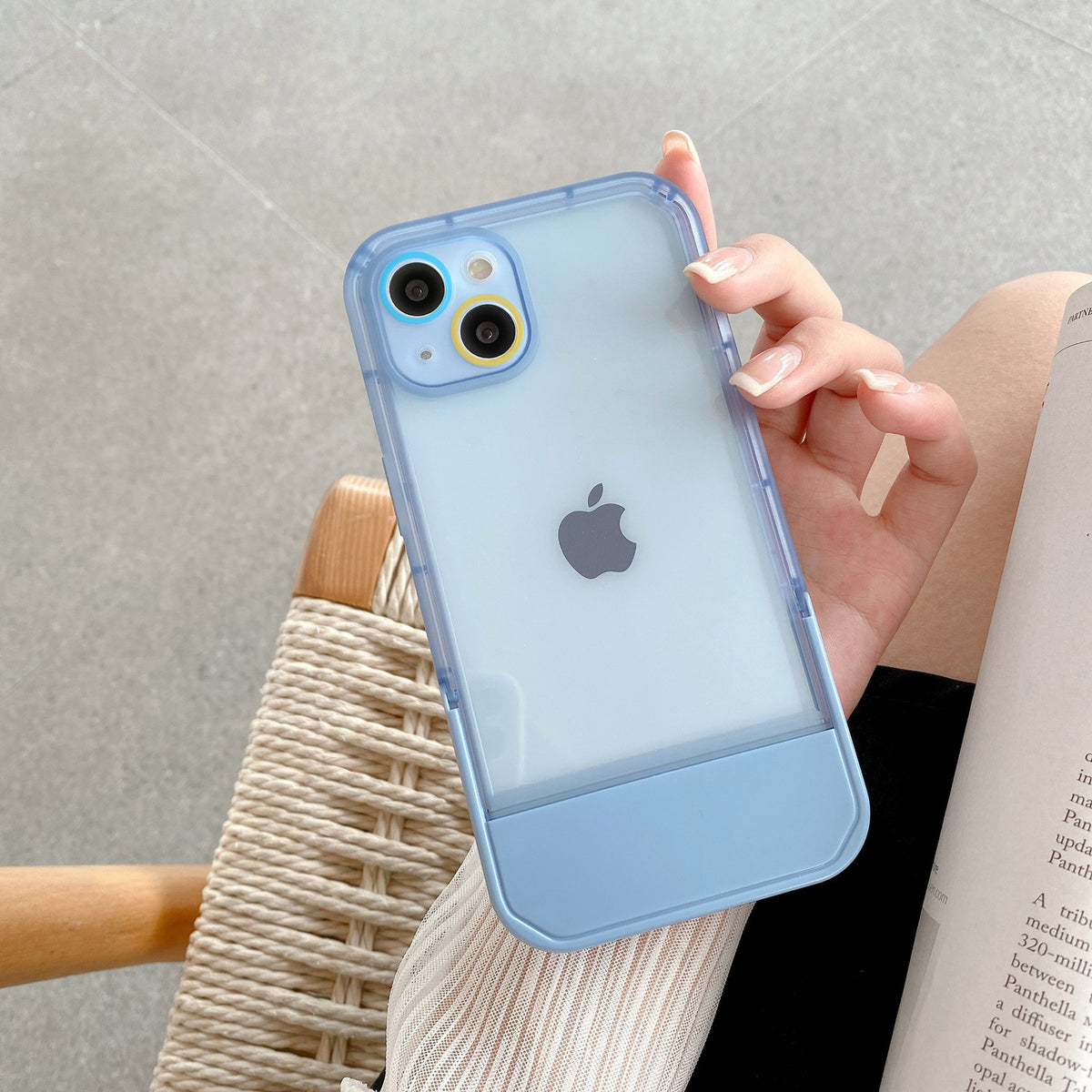 Cute Trendy Semi Transparent Foldable Built in Stand Back Cover for Apple iPhone 11