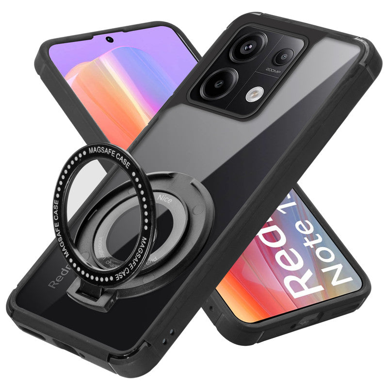 Silicone Grip Clear Case Ring Holder Kickstand For Redmi Note 13 Pro 5G