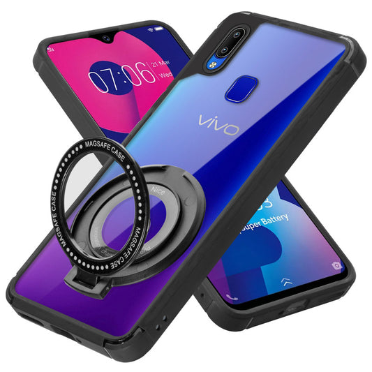 Silicone Frame Transparent Hard Back With Holder Kickstand Case For Vivo Y93