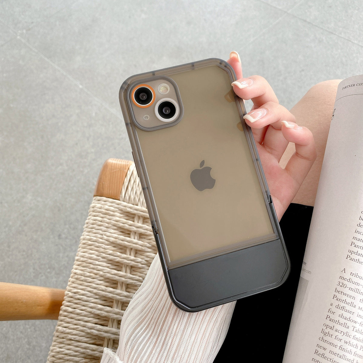 Cute Trendy Semi Transparent Foldable Built in Stand Back Cover for Apple iPhone 11