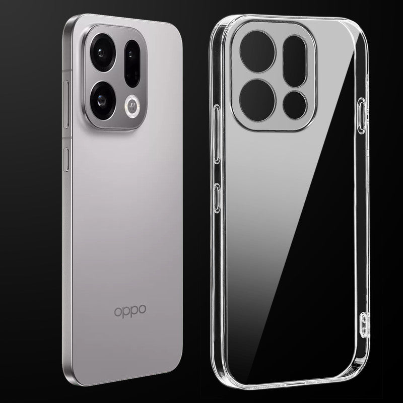 Transparent anti-yellow hard back case fitted on Oppo Find X9s 5G showing full back coverage and camera protection