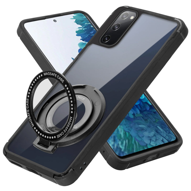 Silicone Grip Clear Case Ring Holder Kickstand For Samsung S20 FE 5G