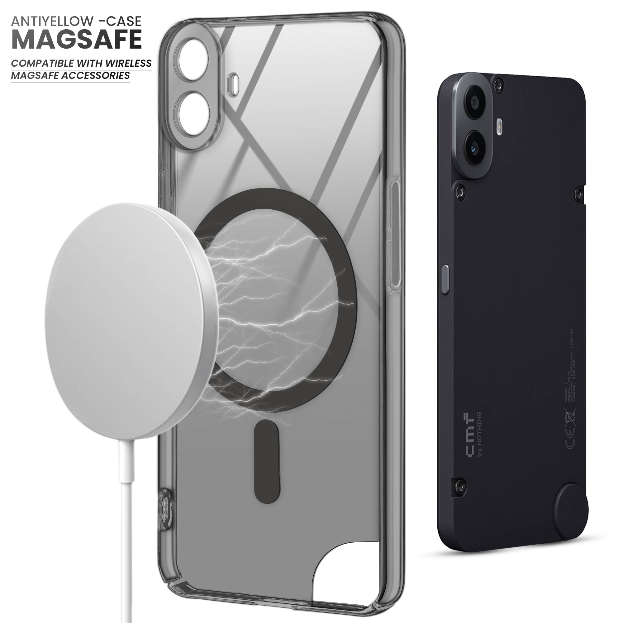 Crystal Clear Hard Back Anti-Yellowing with MagSafe Compatibility Phone Case For CMF by Nothing Phone 1