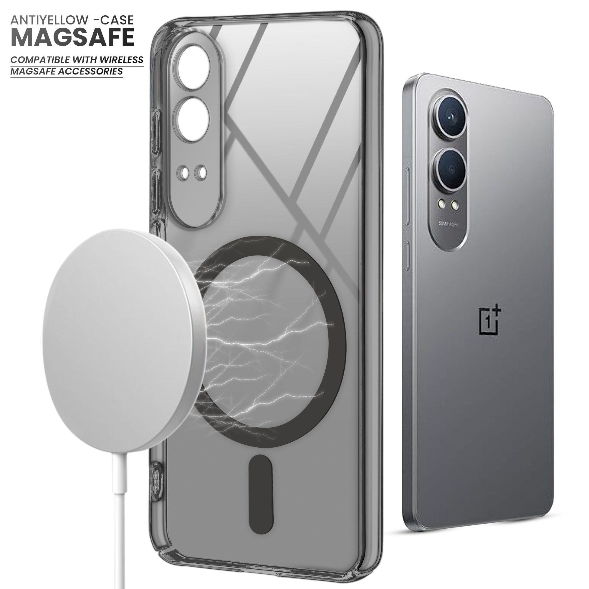 Colored Transparent Anti-Yellowing Magsafe Case For OnePlus Nord CE 4 Lite 5G