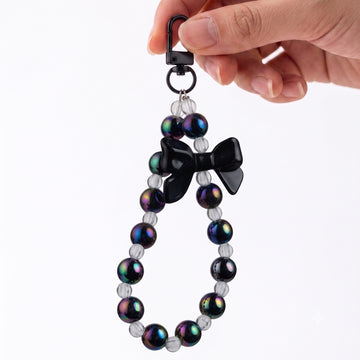 Pearl & Bow Elegant Beaded Phone Charm Wrist Strap