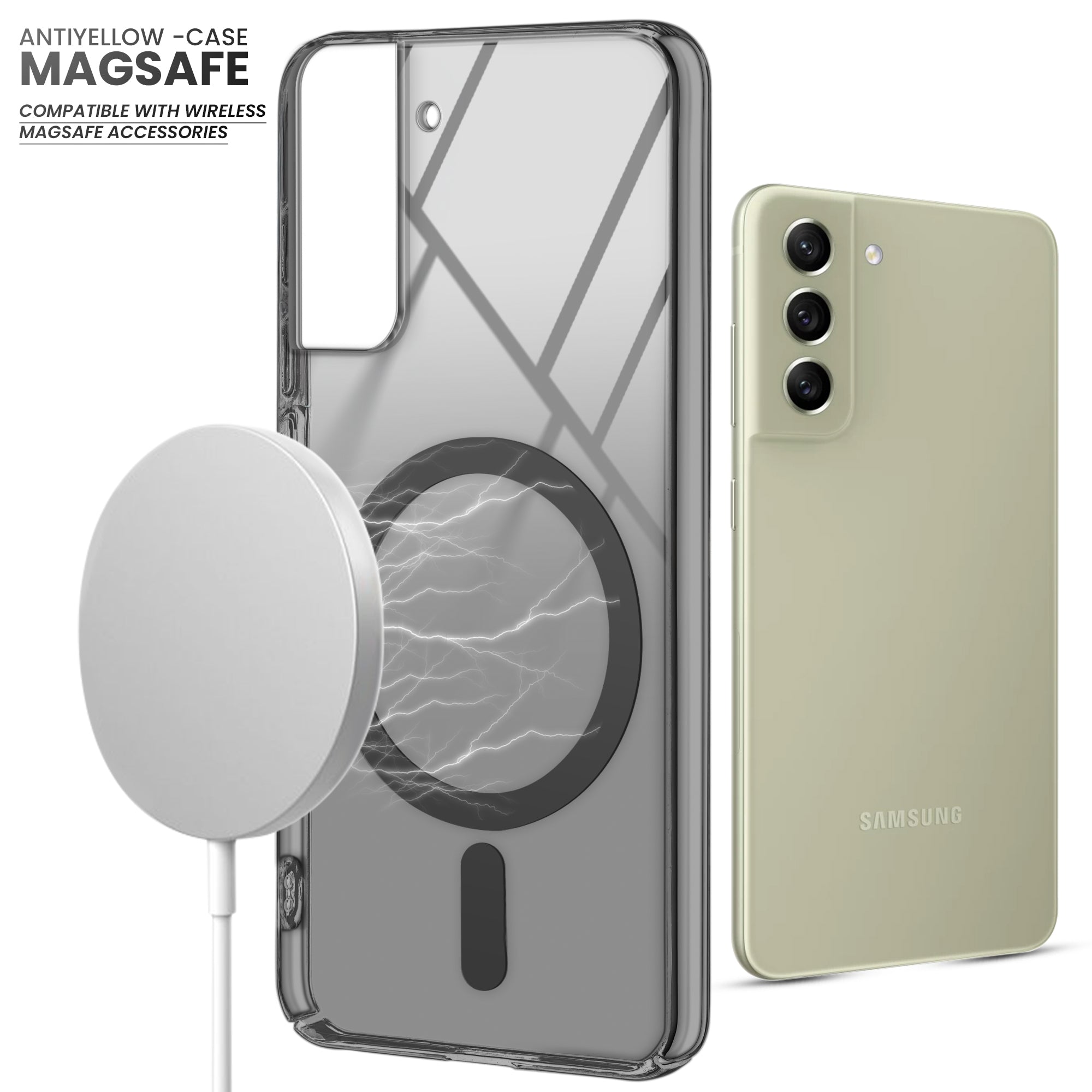 Crystal Clear Hard Back Anti-Yellowing with MagSafe Compatibility Phone Case For Samsung S21 FE 5G
