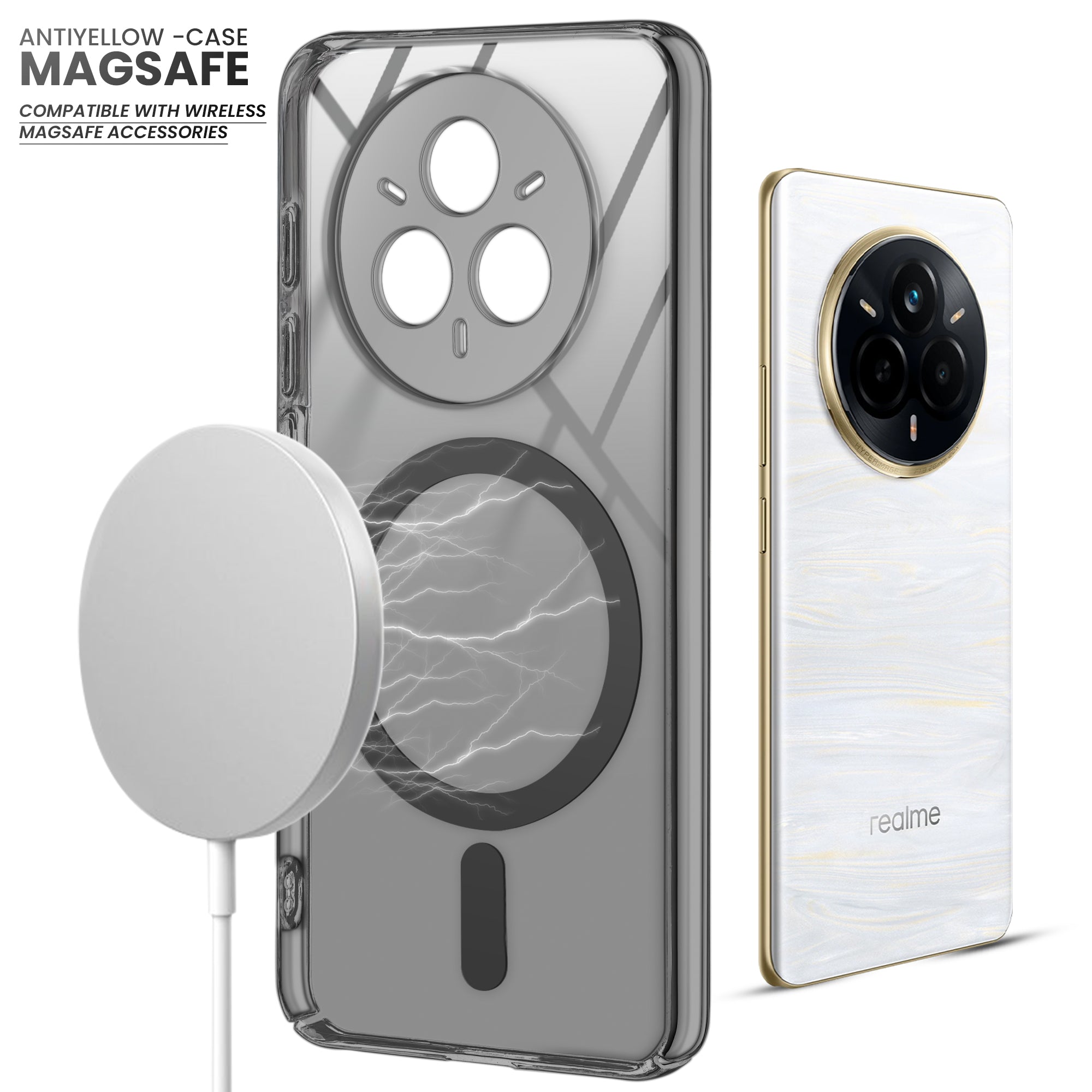 Crystal Clear Hard Back Anti-Yellowing with MagSafe Compatibility & Precise Cuts Phone Case For Realme 14 Pro 5G