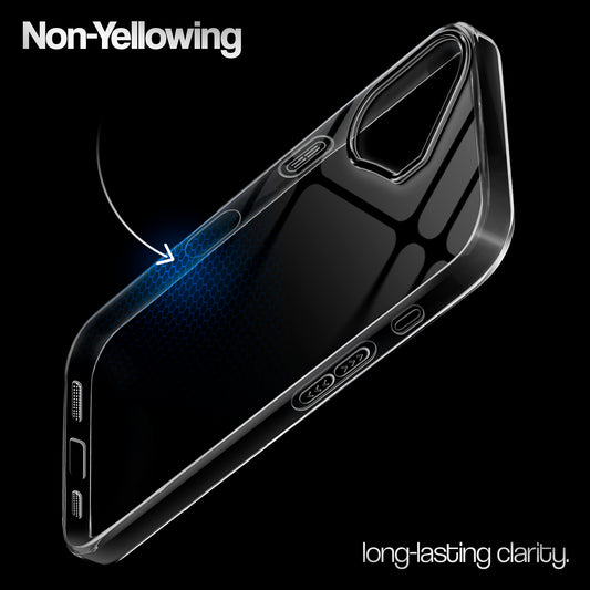 Crystal Clear Anti-Yellow Transparent Back Cover Case With Camera Ring Protection for Apple iPhone 17