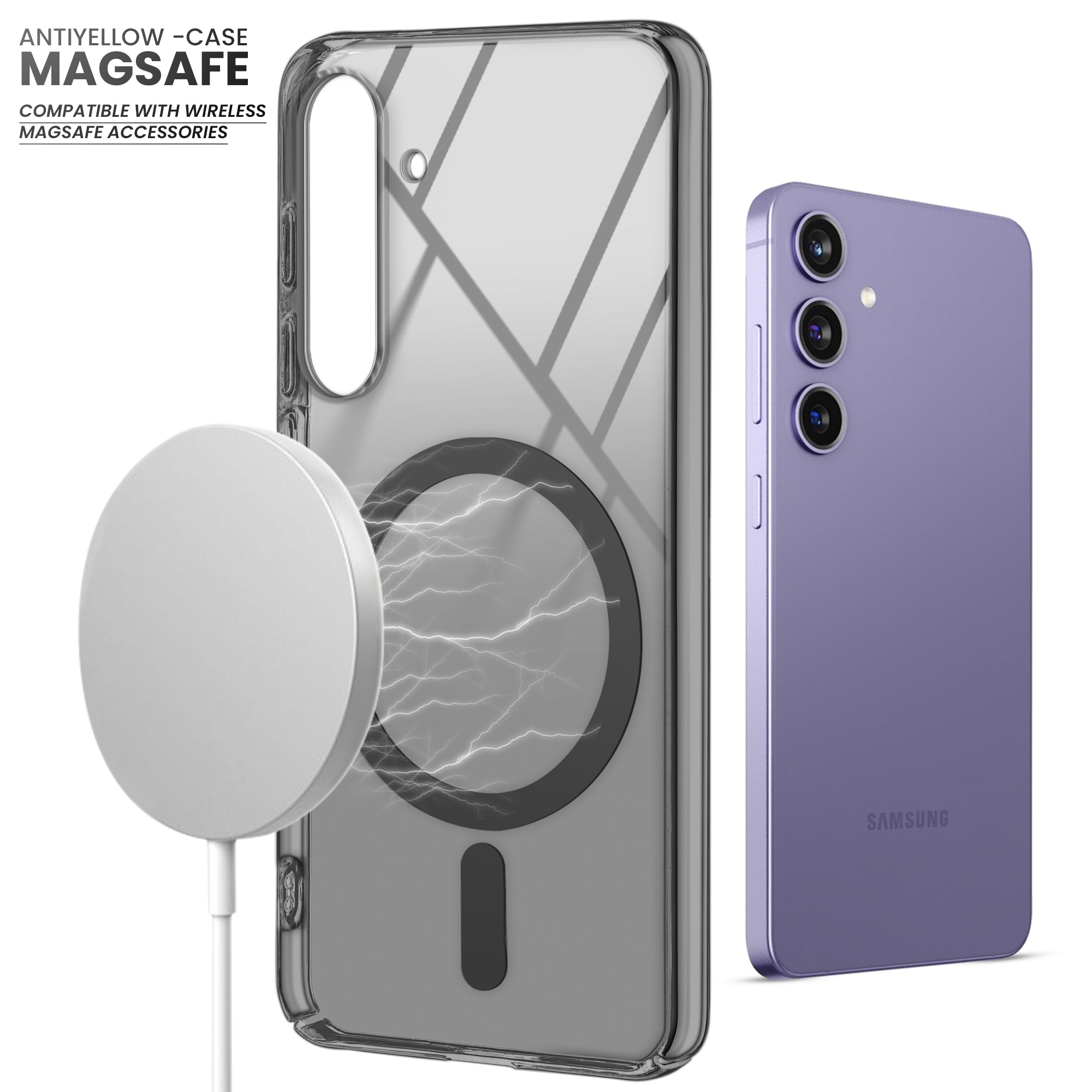 Crystal Clear Hard Back Anti-Yellowing with MagSafe Compatibility Phone Case For Samsung S24 5G