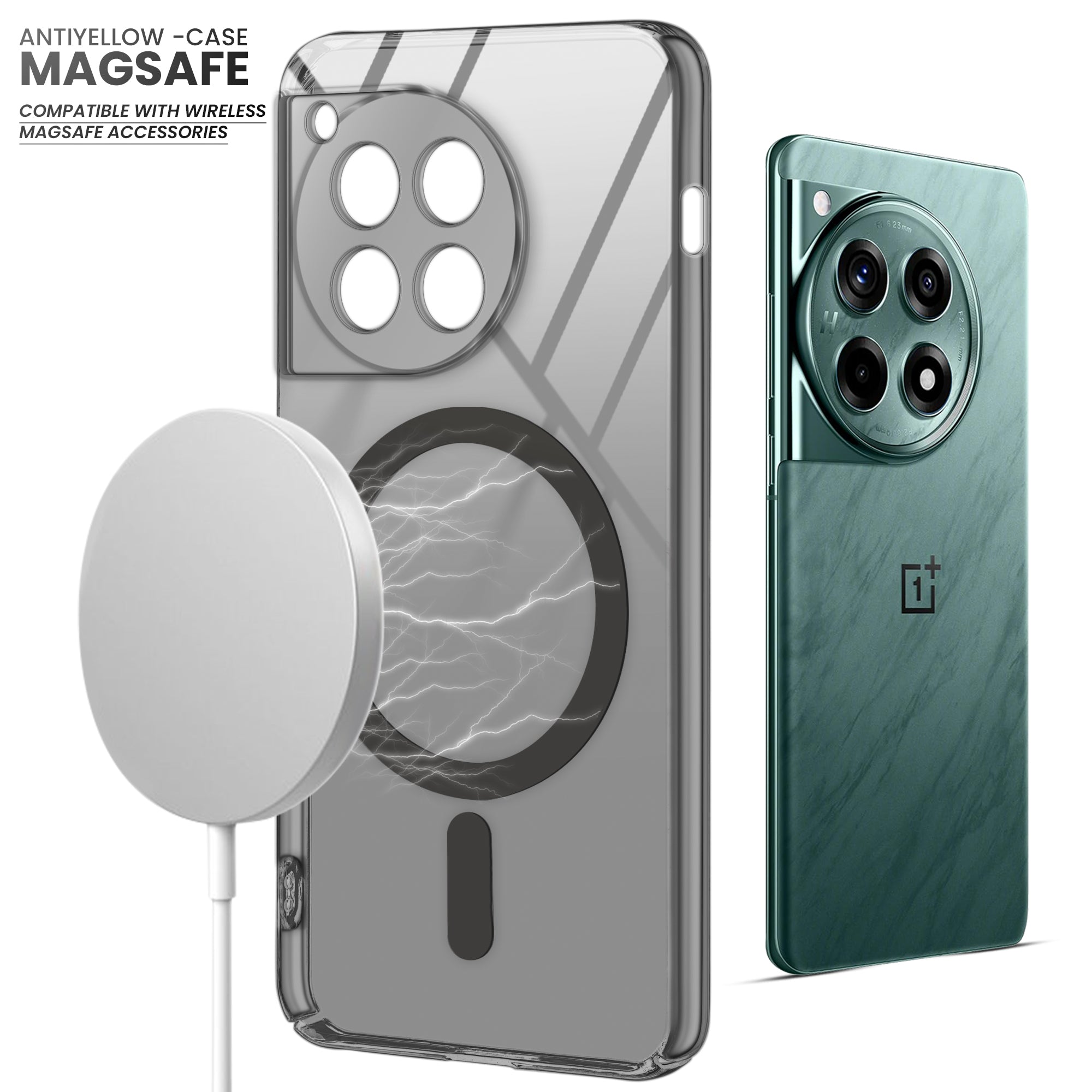 Colored Transparent Anti-Yellowing Magsafe Case For OnePlus 12R 5G